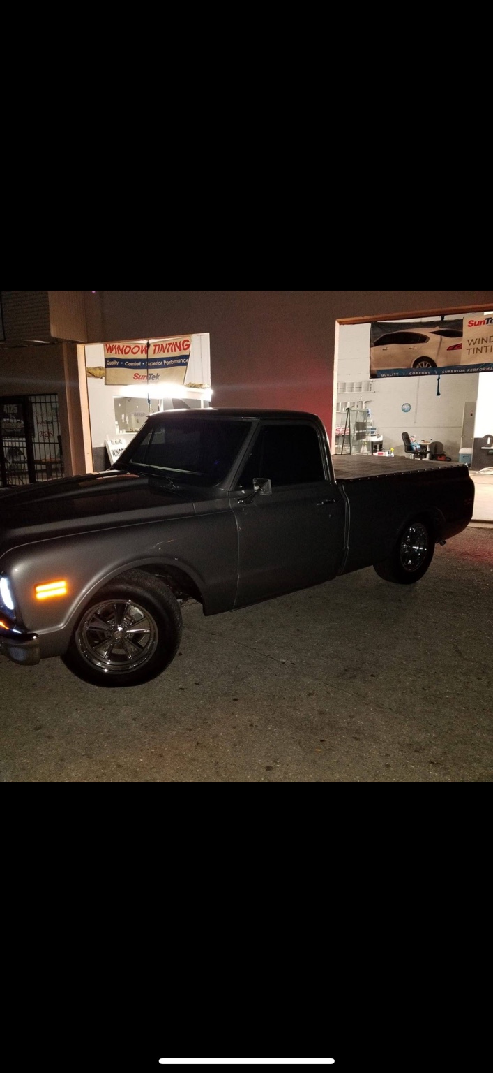 Classic pickup truck with tinted windows