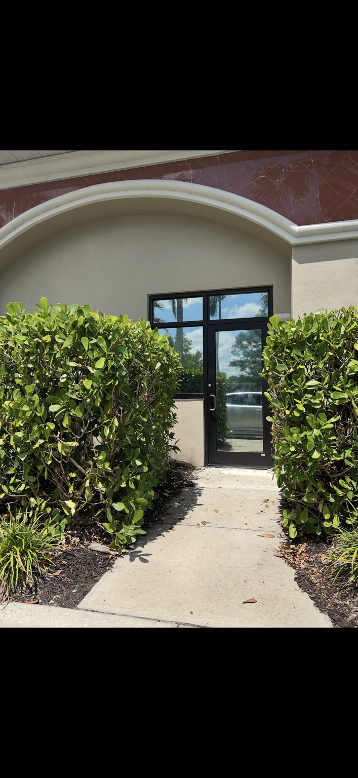 Tinted commercial glass entrance