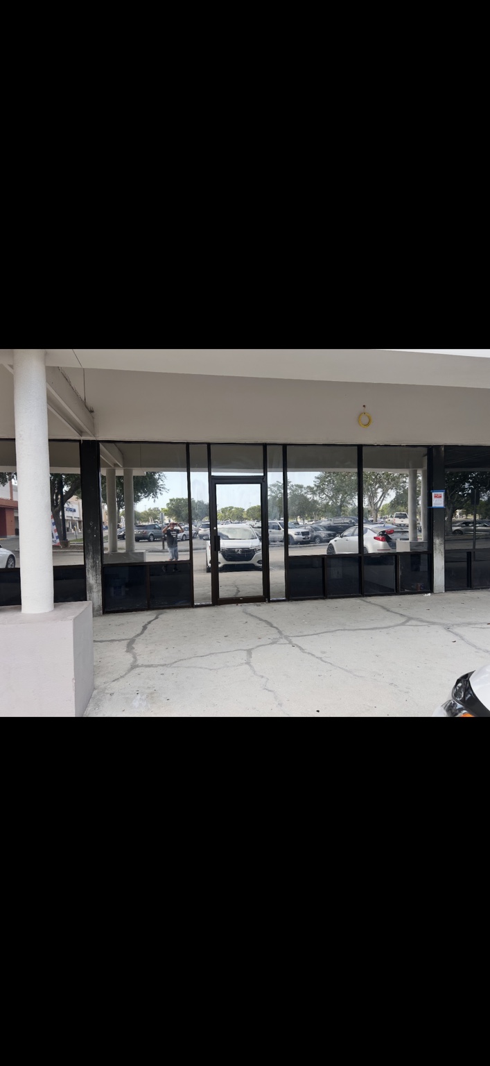 Commercial storefront with tinted glass windows